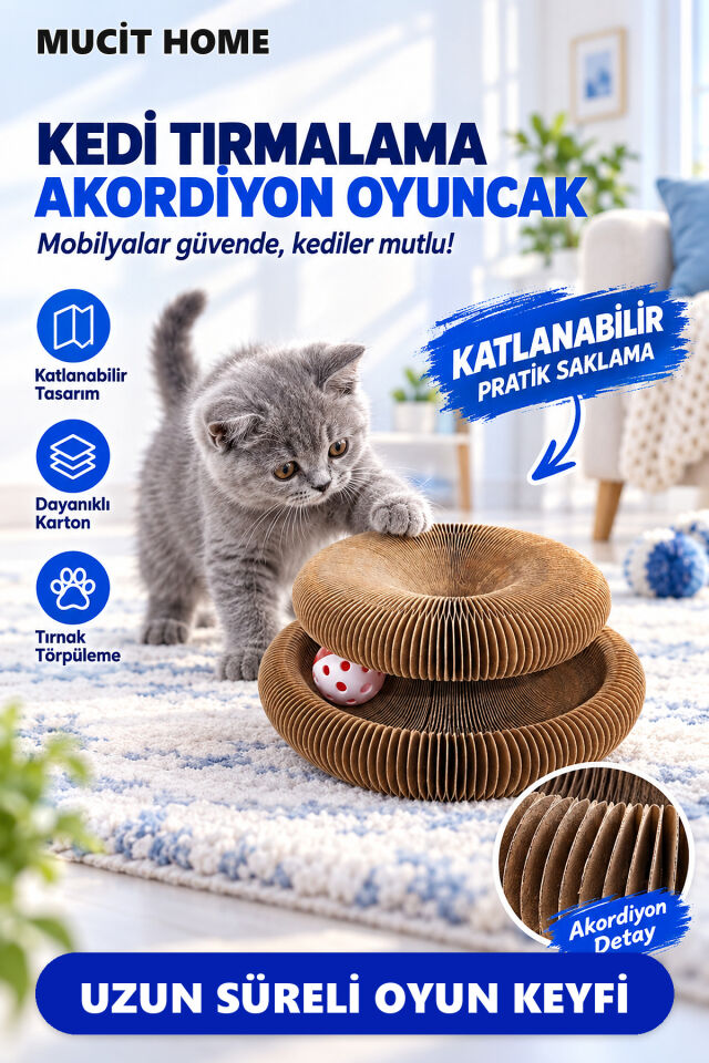 Mucit Home Akordiyon Kedi Tırmalama Toplu Eğlenceli Oyuncak
