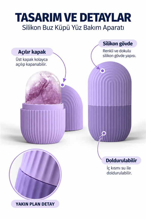 Mucit Home Silikon Buz Küpü Yüz Masaj Aleti, Cilt Bakımı için Soğuk Terapi Aracı,