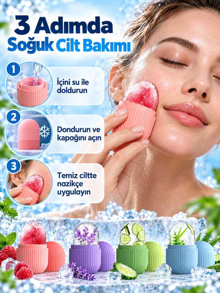 Mucit Home Silikon Buz Küpü Yüz Masaj Aleti, Cilt Bakımı için Soğuk Terapi Aracı,