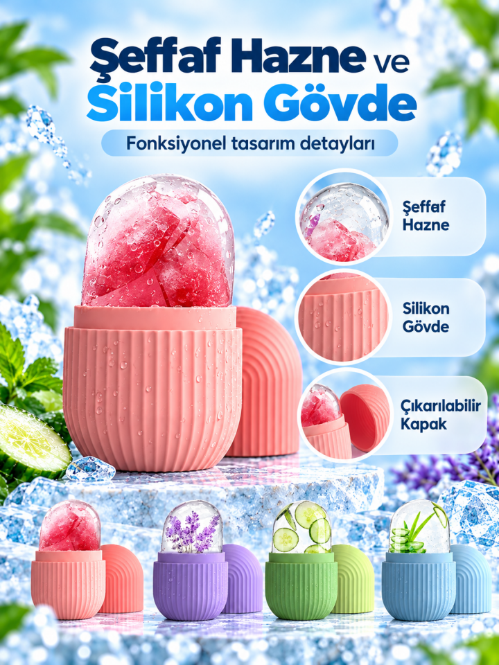 Mucit Home Silikon Buz Küpü Yüz Masaj Aleti, Cilt Bakımı için Soğuk Terapi Aracı,