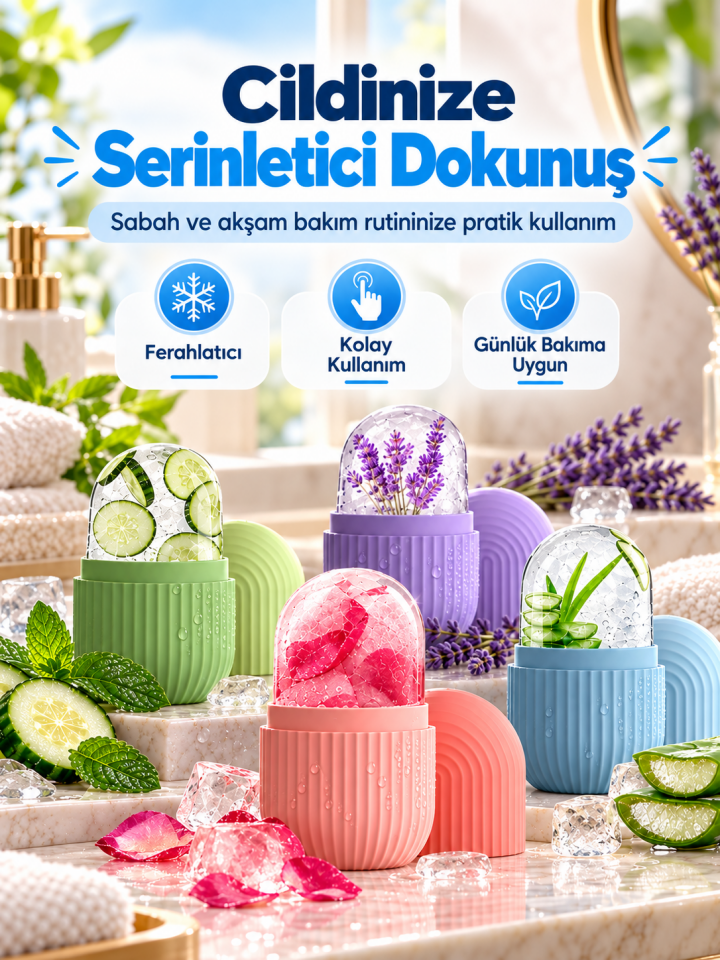 Mucit Home Silikon Buz Küpü Yüz Masaj Aleti, Cilt Bakımı için Soğuk Terapi Aracı,