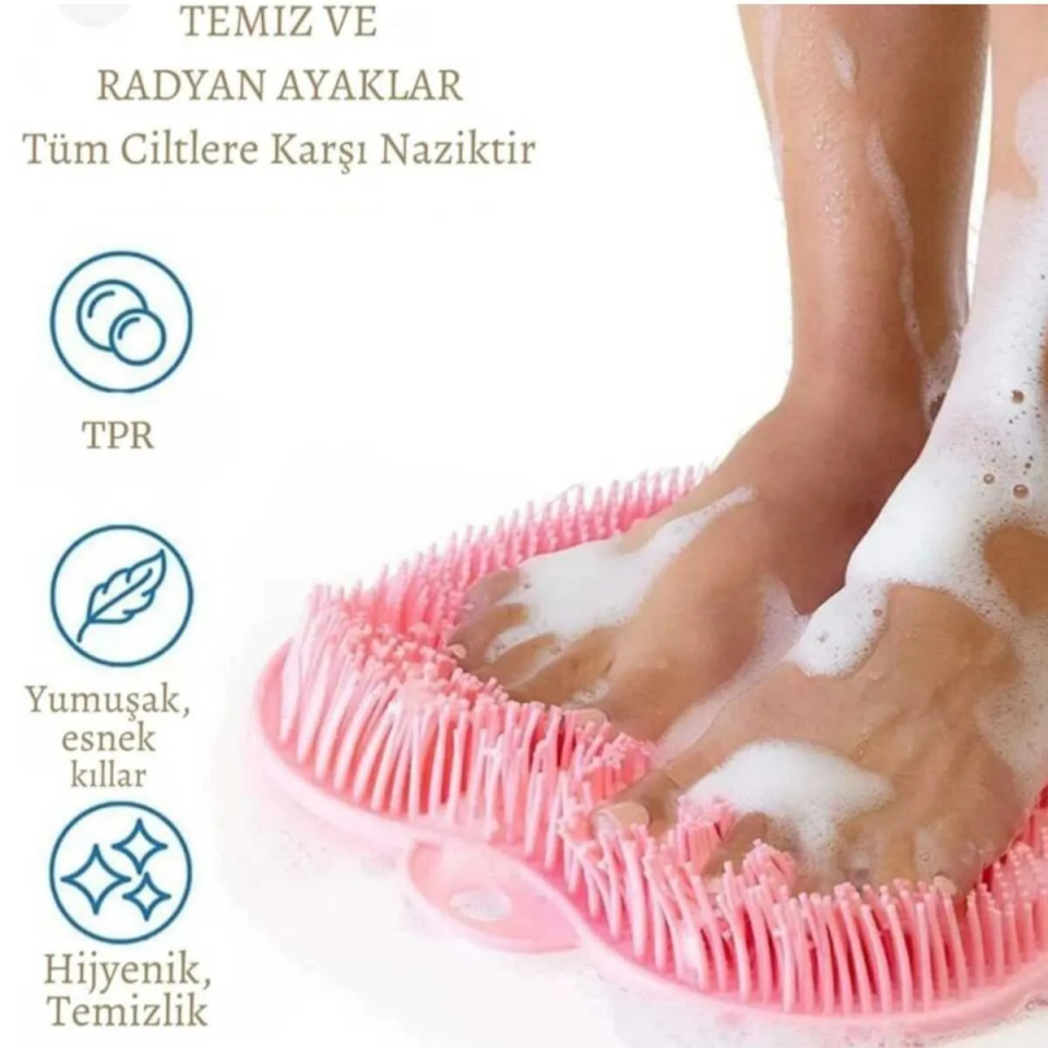 Mucit Home Vantuzlu Silikon Banyo Fırçası Ayak Masaj Pedi Sırt Kesesi Vücut Yıkama Lifi Renkli