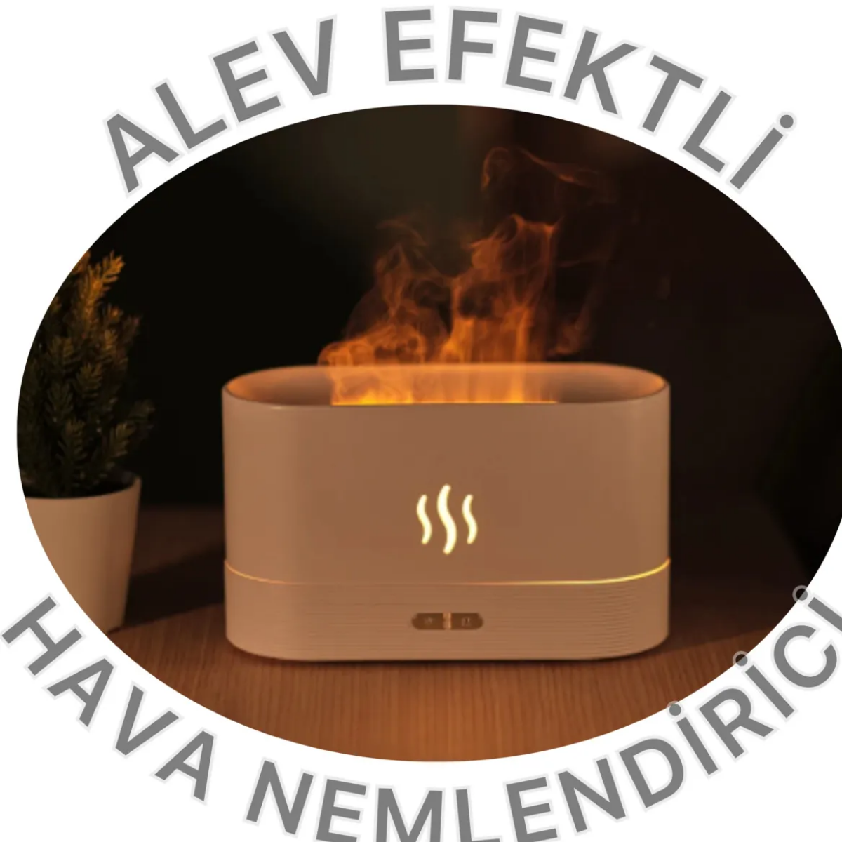 Mucit Home   Alev Efektli Mini Şömine Hava Nemlendirici 180 mL
