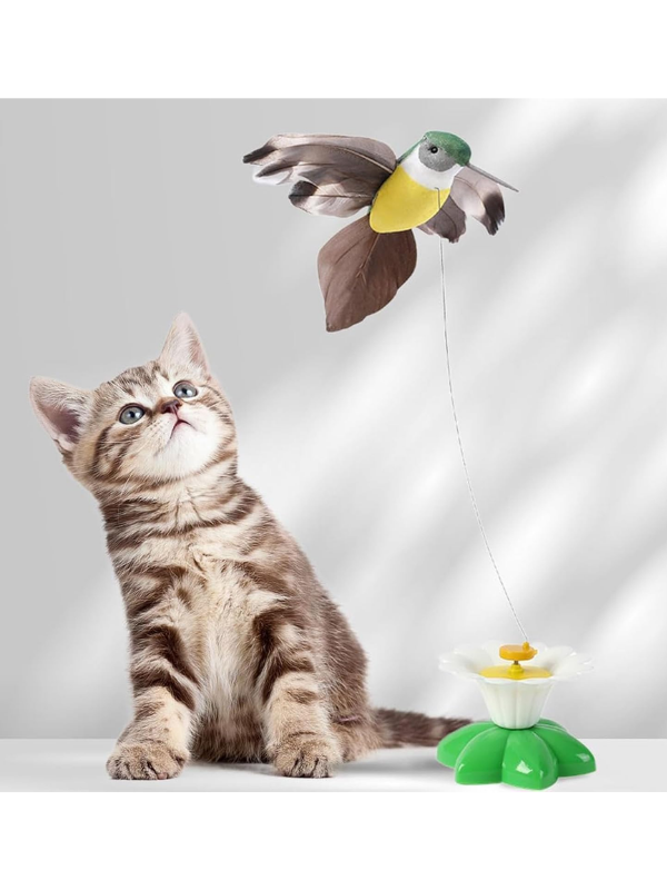 Mucit Home Kuş Başlıklı Dikkat Çekici Hareketli Dönen Pilli Kedi Oyuncağı