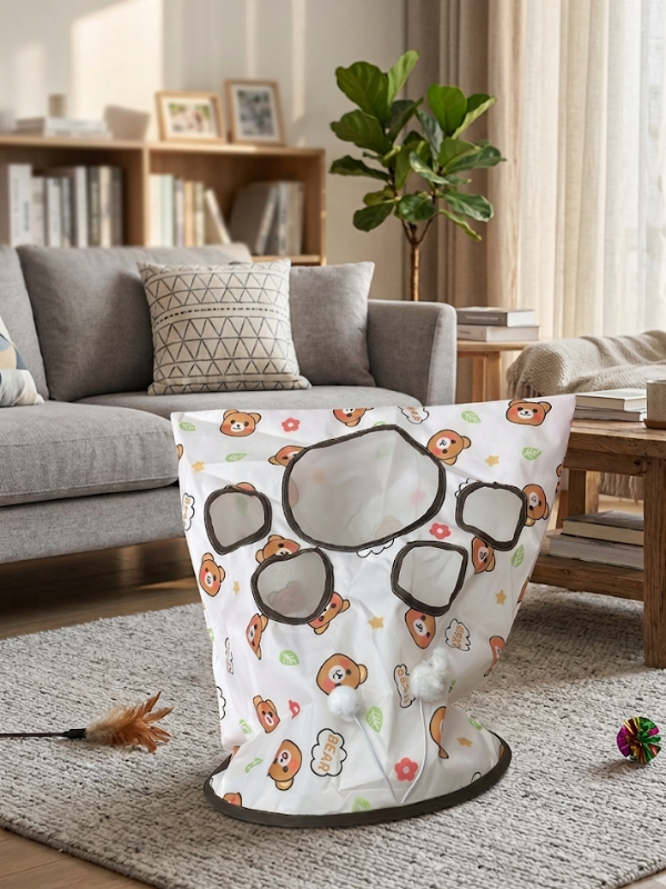 Mucit Home Pati Desenli Hışırtılı Oyun Tüneli Çadırı Fareli ve Toplu Hışırtılı Dikkat Çekici Tünel