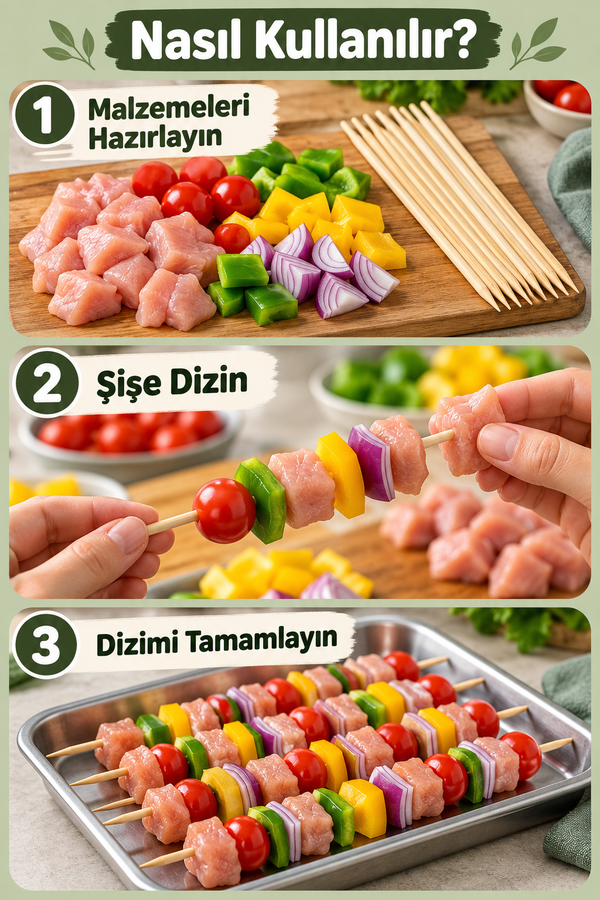 Mucit Home Çöp Şiş Kalın 30 cm Mangal Keyfi
