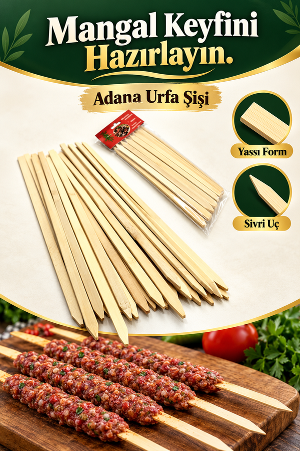 Mucit Home Adana Urfa Şiş Kalın 30 cm Mangal Keyfi