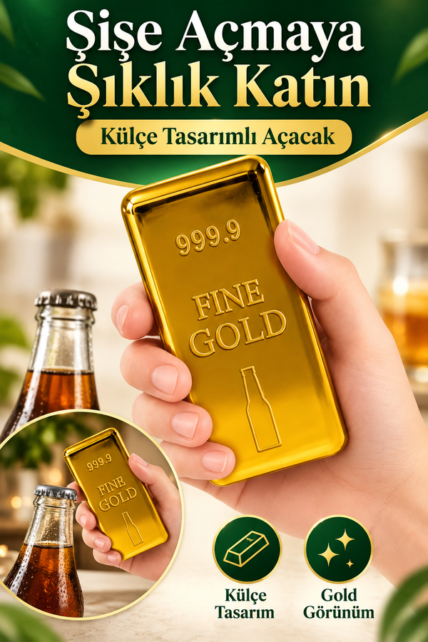Mucit Home Altın Külçe Tasarımlı Gazoz Kapağı Açıcı 1 Adet  Külçe Şeklinde Şişe Açacağı