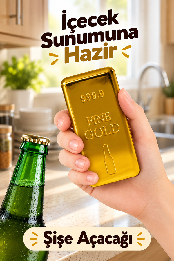 Mucit Home Altın Külçe Tasarımlı Gazoz Kapağı Açıcı 1 Adet  Külçe Şeklinde Şişe Açacağı