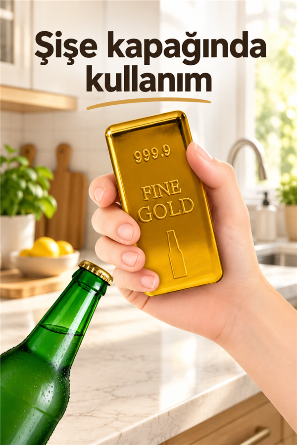 Mucit Home Altın Külçe Tasarımlı Gazoz Kapağı Açıcı 1 Adet  Külçe Şeklinde Şişe Açacağı