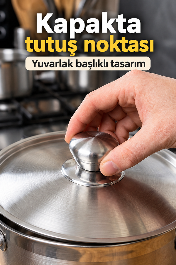 Mucit Home GÜMÜŞ Standart Tencere Kapak Kulbu Paslanmaz
