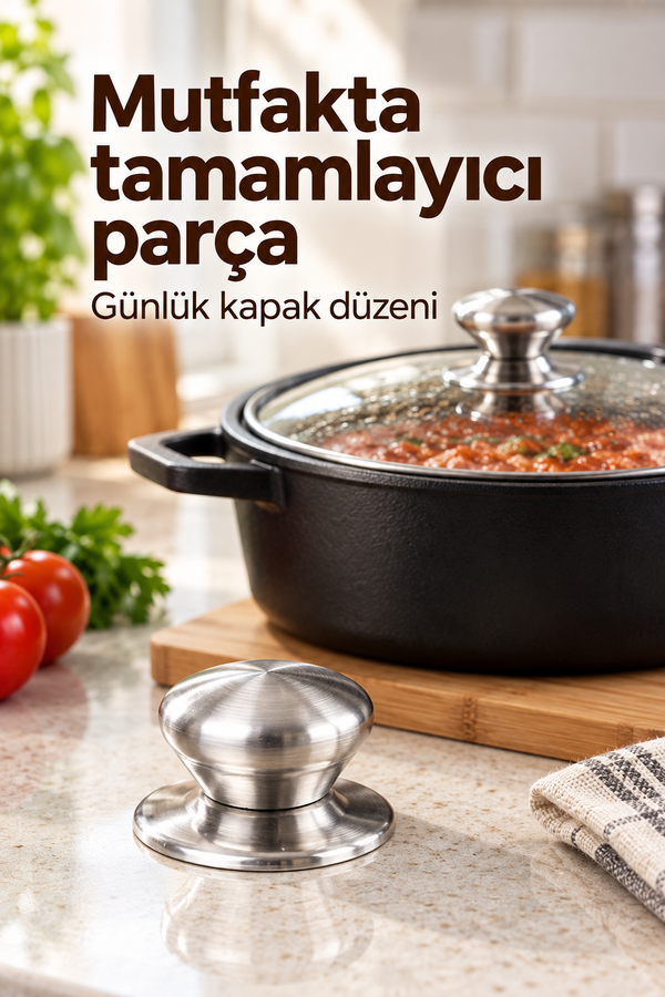Mucit Home GÜMÜŞ Standart Tencere Kapak Kulbu Paslanmaz