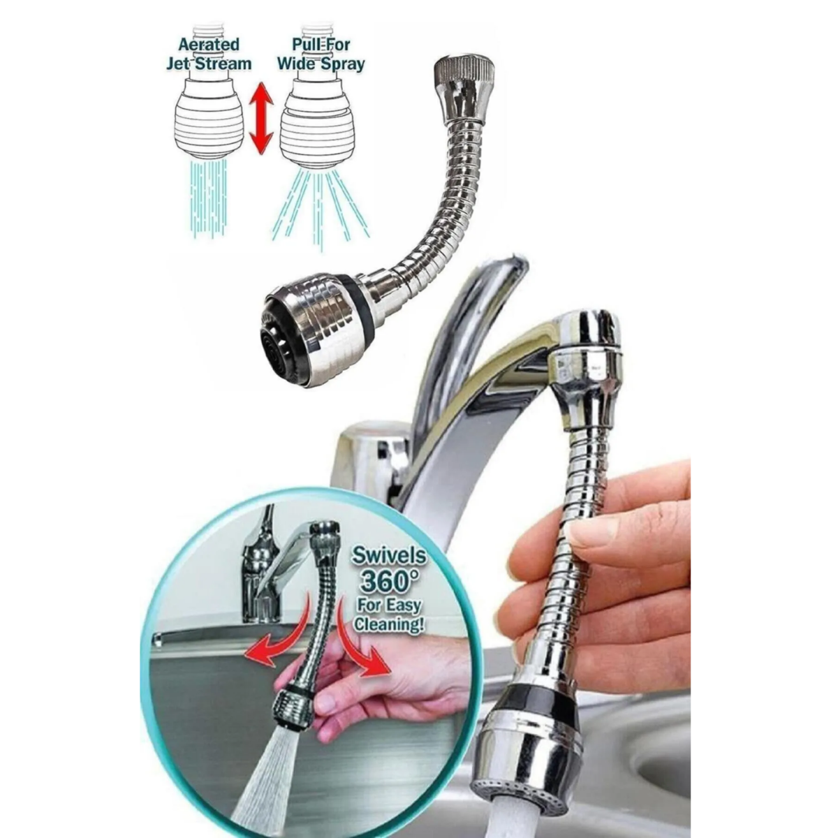 Mucit Home 1 Adet 360° Dönebilen Su Mutfak Lavabo Musluk Püskürtücü