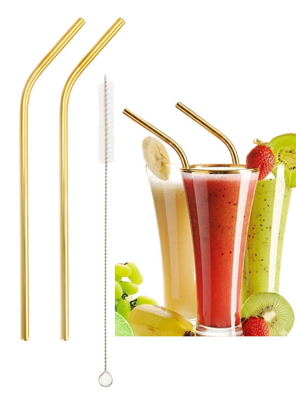 Mucit Home Gold 2 Li Paslanmaz Çelik Pipet + Temizleme Fırçası