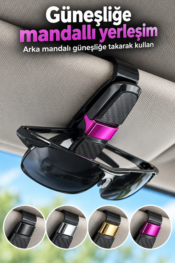 Mucit Home Araç İçi Güneş Gözlüğü Tutucu Kartlık Tutucu Dönebilen Tasarım