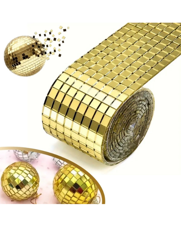 Mucit Home 1 Metre Uzunluğunda Gold Renk Aynalı Mozaik Taşlı Dekor Bandı 4 cm x 1 mt