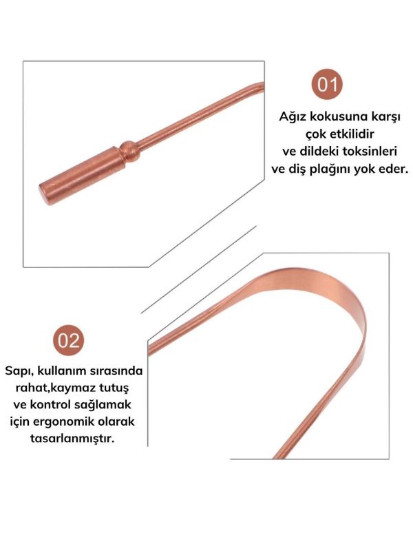 Mucit Home %100 Bakır Dil Temizleyeci Kutulu Ağız Bakım Dil Plak Temizleme Dil Sıyırıcı