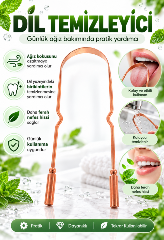 Mucit Home Kutulu %100 Bakır Dil Temizleyeci Ağız Bakım Dil Plak Temizleme Dil Sıyırıcı