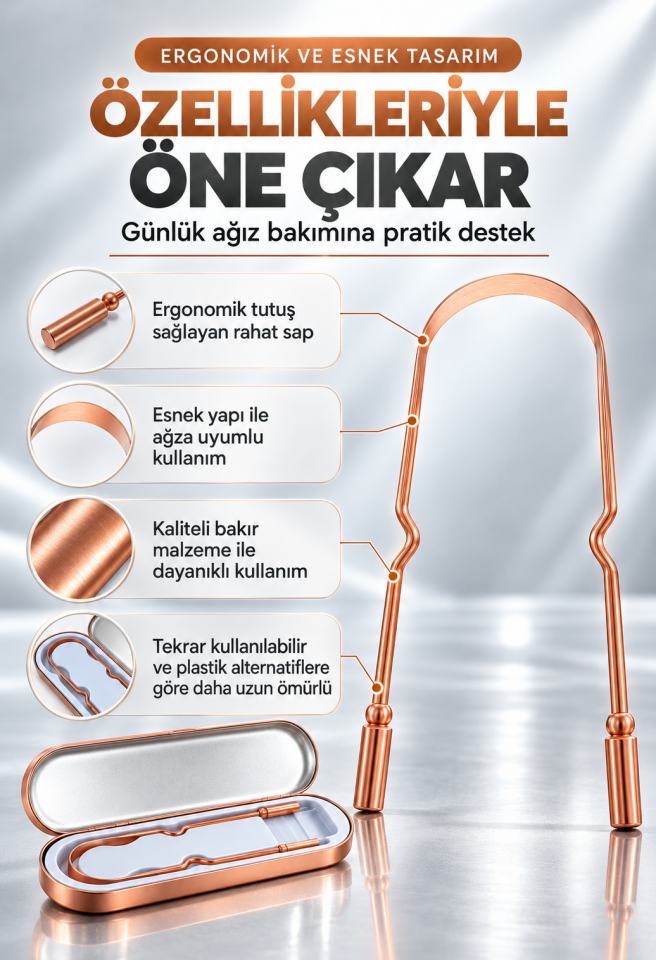 Mucit Home Kutulu %100 Bakır Dil Temizleyeci Ağız Bakım Dil Plak Temizleme Dil Sıyırıcı
