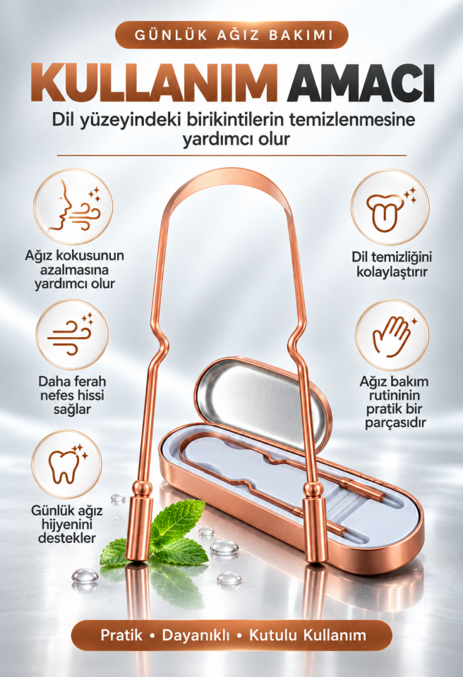 Mucit Home Kutulu %100 Bakır Dil Temizleyeci Ağız Bakım Dil Plak Temizleme Dil Sıyırıcı