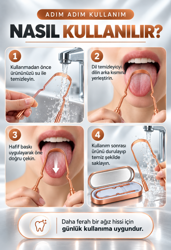 Mucit Home Kutulu %100 Bakır Dil Temizleyeci Ağız Bakım Dil Plak Temizleme Dil Sıyırıcı