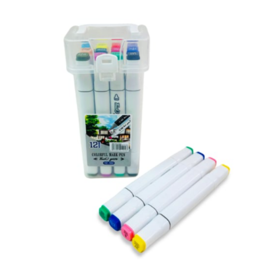 Mucit Home  Çift Taraflı 12'li Marker Kalem Set Colorful keçeli kalem
