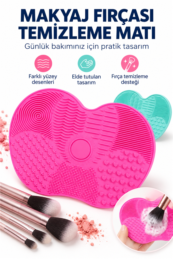 Mucit Home Makyaj Fırçası Temizleme Matı Aparatı Aleti Küçük  Pratik Kolay