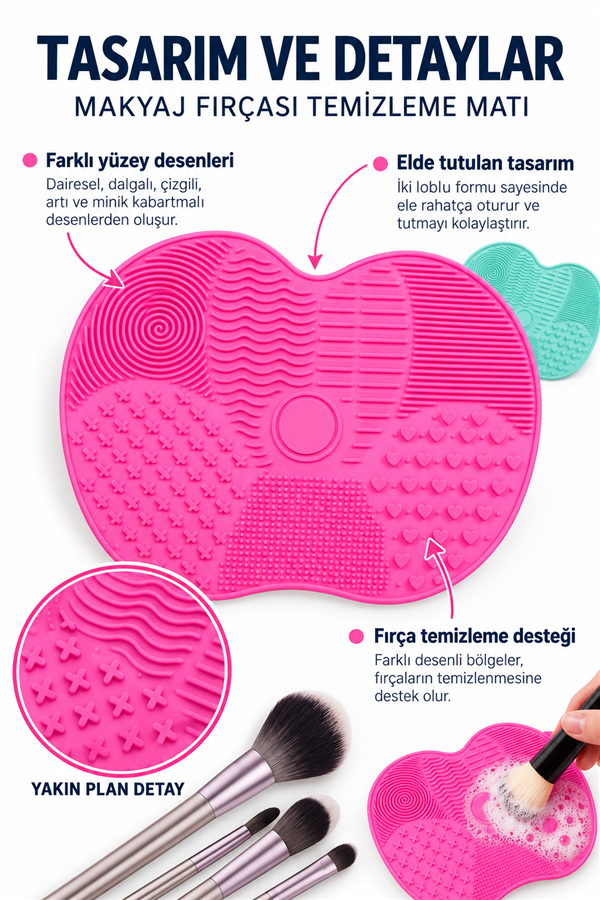 Mucit Home Makyaj Fırçası Temizleme Matı Aparatı Aleti Küçük  Pratik Kolay