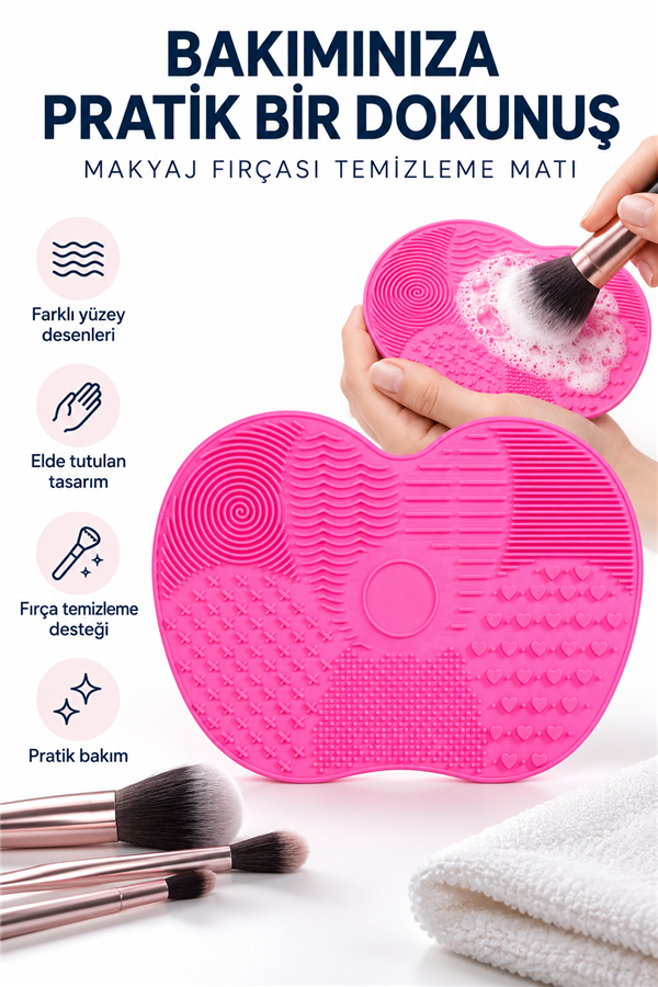 Mucit Home Makyaj Fırçası Temizleme Matı Aparatı Aleti Küçük  Pratik Kolay