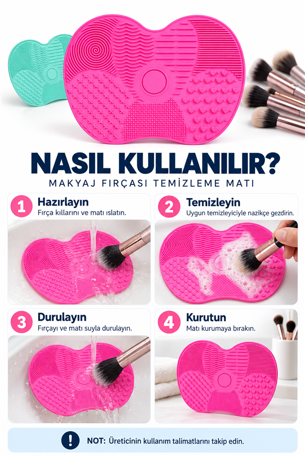 Mucit Home Makyaj Fırçası Temizleme Matı Aparatı Aleti Küçük  Pratik Kolay