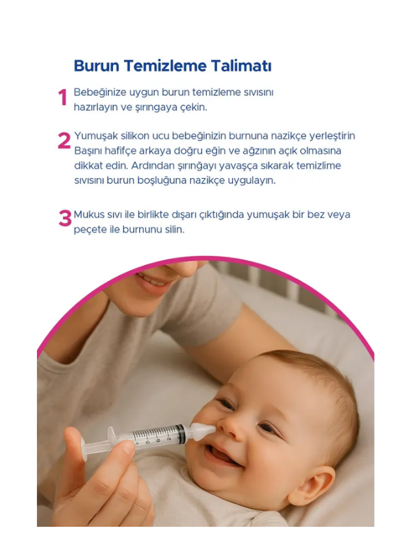 Mucit Home 2'li Şırıngalı Bebek Burun Yıkama Enjektörü Yıkanabilir Nazal Aspiratör Temizleme Aparatı