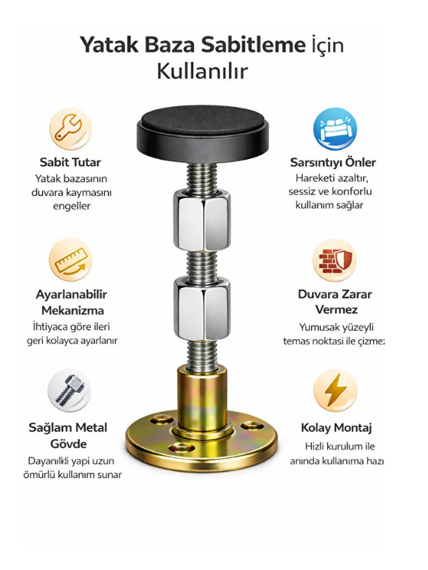 Mucit Home 1 Adet Yatak Baza Başlık Sabitleme Beyaz Eşya Yükseltici Ses Titreşim Önleyici Eşya Sabitleme