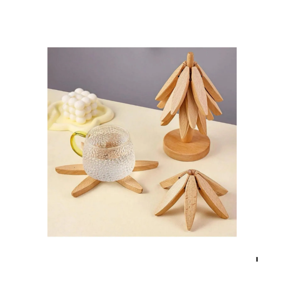 Mucit Home   Ağaç Şeklinde Bambu Nihale -- Pratik Katlanır Nihale - Bambu Bardak Altlığı