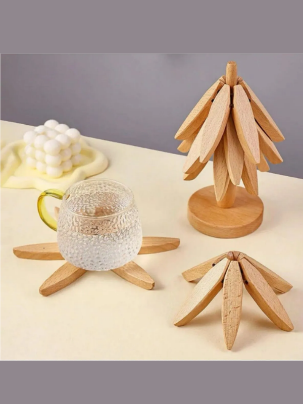 Mucit Home   Ağaç Şeklinde Bambu Nihale -- Pratik Katlanır Nihale - Bambu Bardak Altlığı