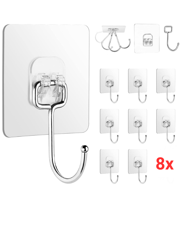 Mucit Home Büyük Kancalı 8 Adet Çok Amaçlı Askı Kendinden Yapışkanlı Havlu Banyo Askısı