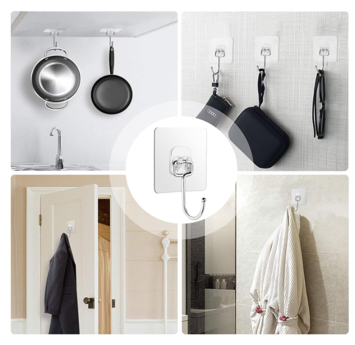 Mucit Home Büyük Kancalı 8 Adet Çok Amaçlı Askı Kendinden Yapışkanlı Havlu Banyo Askısı