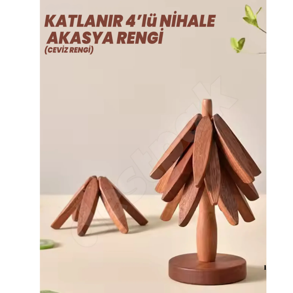 Mucit Home  Ağaç Şeklinde Bambu Nihale Pratik Katlanır  Bambu Bardak Altlığı