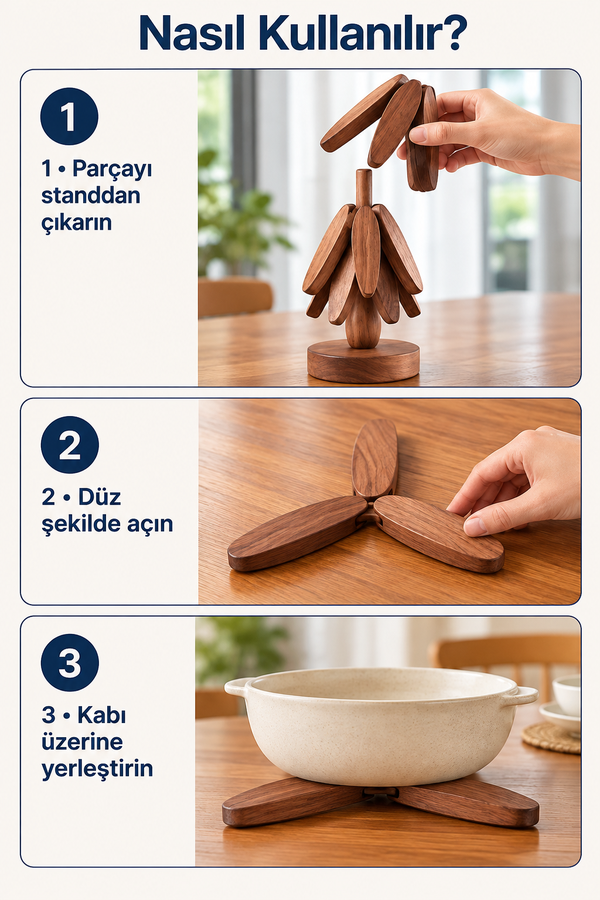 Mucit Home  4 Nihaleli Akasya Ağaç Şeklinde Bambu Nihale Pratik Katlanır  Bambu Bardak Altlığı