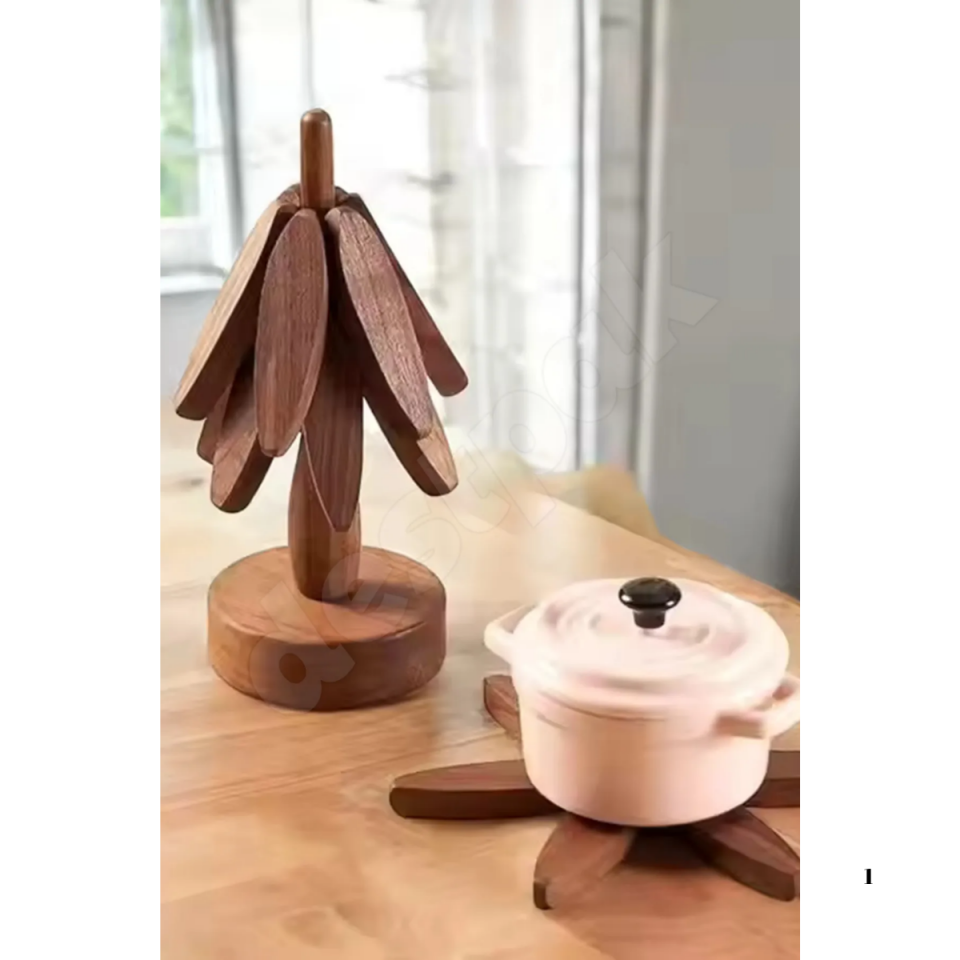 Mucit Home  4 Nihaleli Akasya Ağaç Şeklinde Bambu Nihale Pratik Katlanır  Bambu Bardak Altlığı