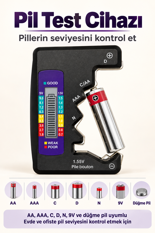 Mucit Home Evrensel Dijital Pil Test Cihazı