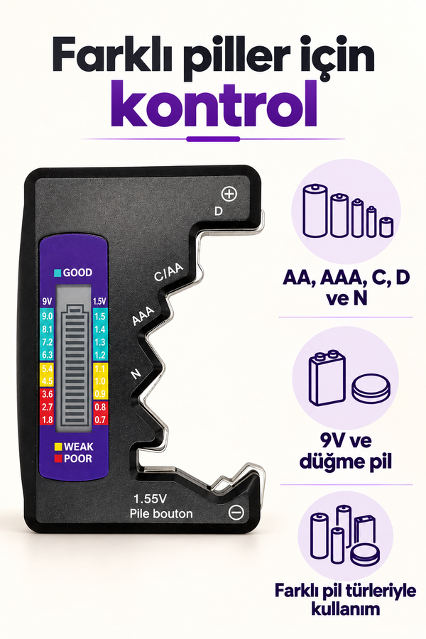 Mucit Home Evrensel Dijital Pil Test Cihazı