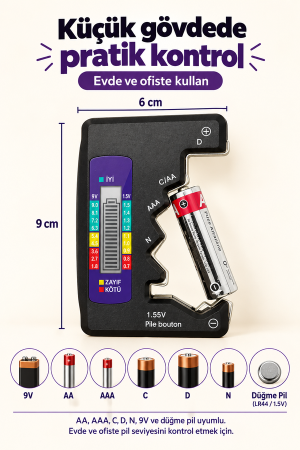 Mucit Home Evrensel Dijital Pil Test Cihazı