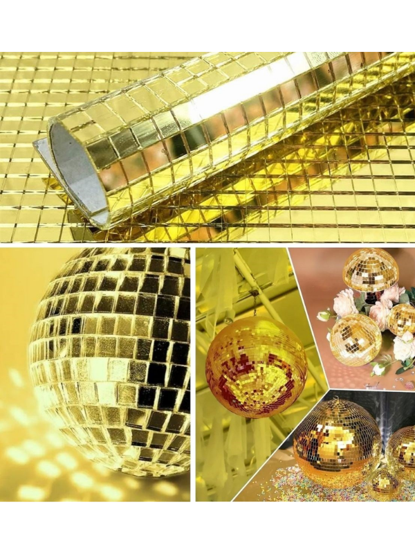 Mucit Home GOLD Cam Mozaik Sehpa Paneli Fayans Çıkartmaları El İşi Kare Cam Kendinden Yapışan