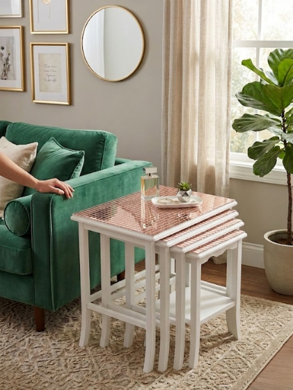 Mucit Home Kare BRONZ Cam Mozaik Sehpa Paneli Fayans Çıkartmaları El İşi Kare Cam Kendinden Yapışan