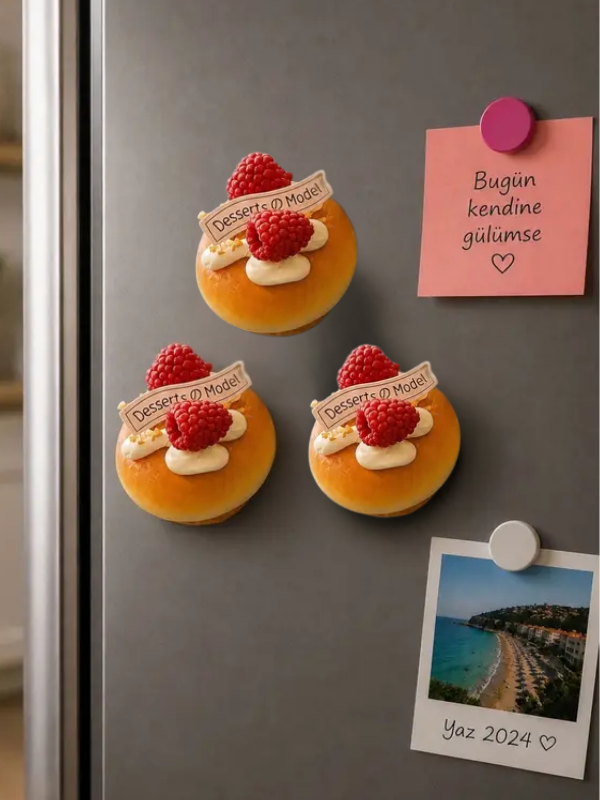 Mucit Home 1 adet Cupcake Görünümlü Buzdolabı Magneti – 3D Tatlı Tasarımlı Dekoratif Mutfak Süsü