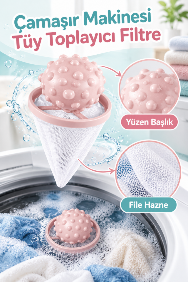 Mucit Home Çamaşır Makinesi Tüy Toplayıcı Filtre – Yıkanabilir Saç ve Tiftik Yakalama Aparatı