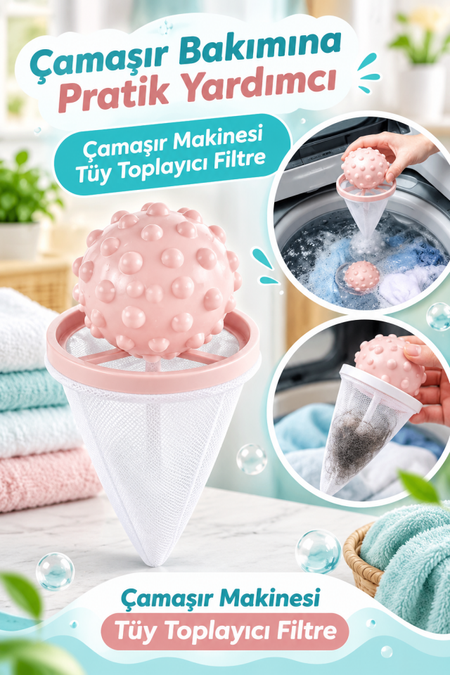 Mucit Home Çamaşır Makinesi Tüy Toplayıcı Filtre – Yıkanabilir Saç ve Tiftik Yakalama Aparatı