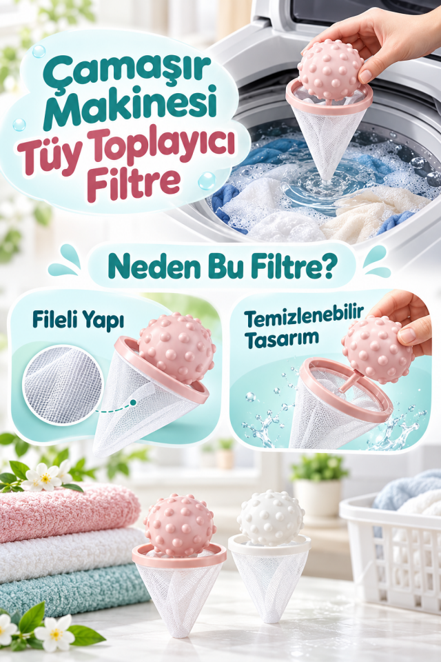 Mucit Home Çamaşır Makinesi Tüy Toplayıcı Filtre – Yıkanabilir Saç ve Tiftik Yakalama Aparatı