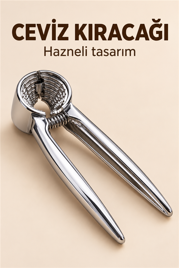 Mucit Home Lüks Ceviz Kıracağı, Sağlam Paslanmaz Çelik Krom Renk Metal Ceviz Ve Fındık Kıracağı