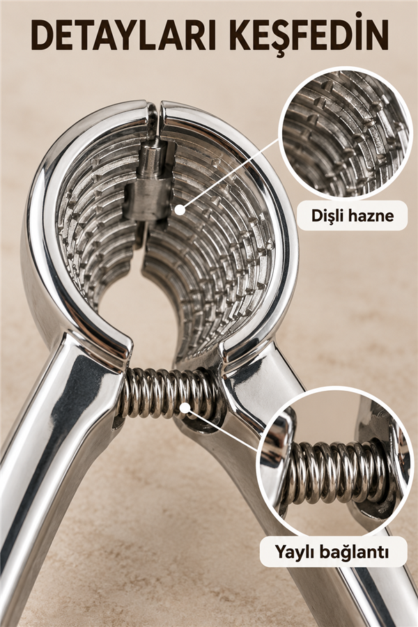 Mucit Home Lüks Ceviz Kıracağı, Sağlam Paslanmaz Çelik Krom Renk Metal Ceviz Ve Fındık Kıracağı